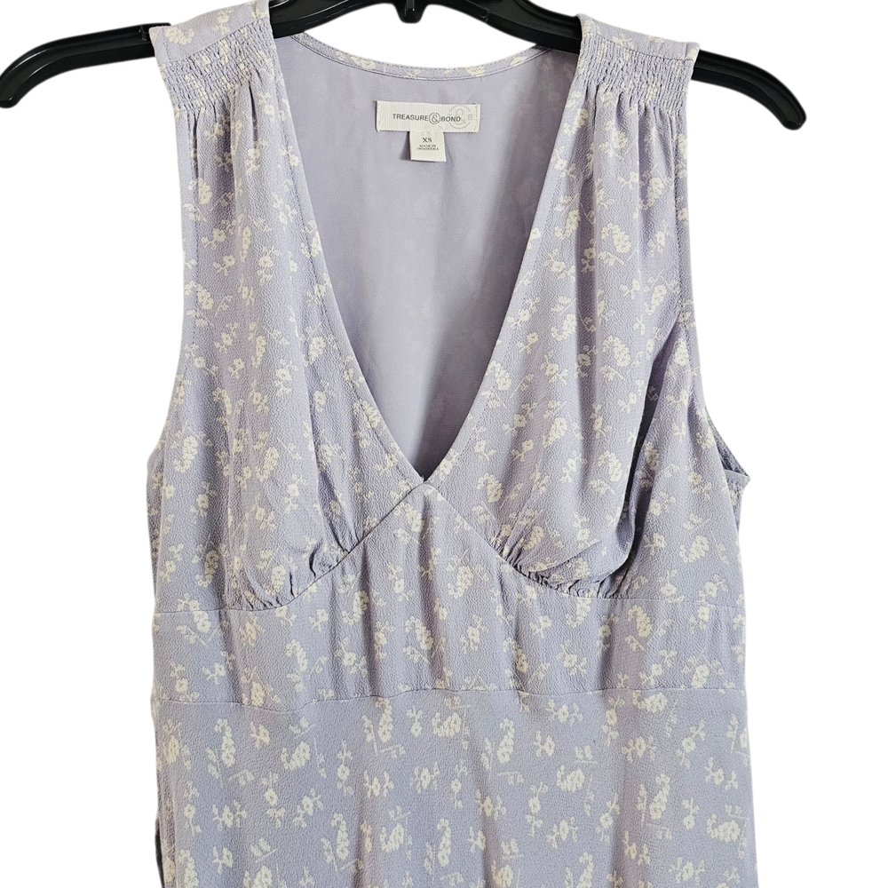 Nordstrom Treasure & Bond Light Purple Floral V-neck Maxi‎ Dress SZ XS NWT - Picture 4 of 11